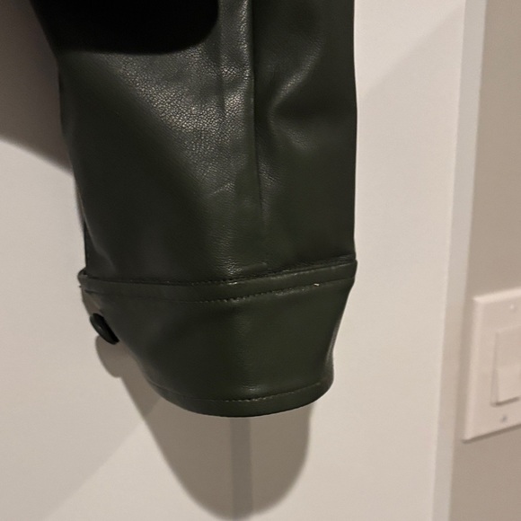 DKNY Women's Dark Green Leather Jacket - Picture 3 of 6